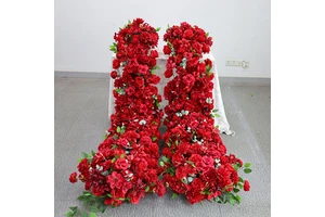 Lush Red Faux Floral Arrangement with Rich Blooms for Wedding Backdrops & Table Decorations