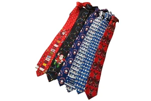 ISO Sedex Certified High Quality Polyester Neck Tie Fashionable Christmas Printed Style Panel Design Necktie For Party Wear