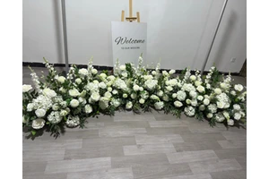 Party & Holiday Supplies White Green Flower Runner for Wedding Flower Aisle Sweet Table & Bride Backdrops for Events