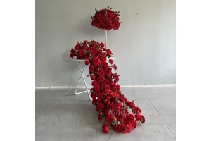 Artificial Red Rose Flower Runner Arrangement Flower Ball Wedding Centerpieces for Wedding Table Party Decorations