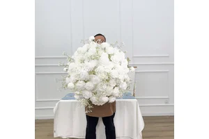 Artificial Flower Ball Wedding Centerpieces Rose Peonies Large White Wedding Table Flower Ball for Wedding Decoration