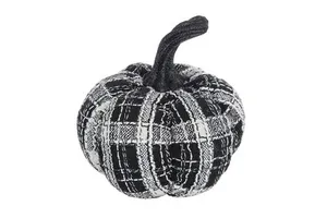 Light Black White Plaid Pumpkin 7x7x7 Fabric Halloween Holiday Decor for Halloween Decorations