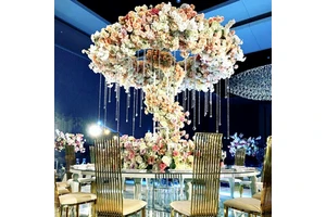 Wedding Decorations Table Centerpiece Stand Giant 10ft Tall Gold Stainless Steel Flower Stand with Flowers