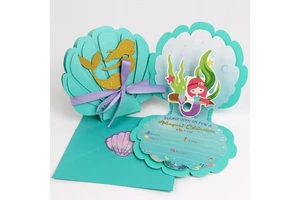 Pool Party Supplies 24 Pcs Mermaid Favor Supplies Mermaid Party Invitations Cards for Kids Birthday Baby Shower Party Supplies