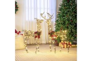 Top Sale 3 PCS Lighted Christmas Reindeer Light Family Set Outdoor Decoration Waterproof