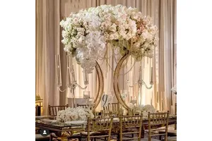 Modern Iron Vintage Gold Arch Flower Stand Wedding & Event Party Table Centerpiece Decoration