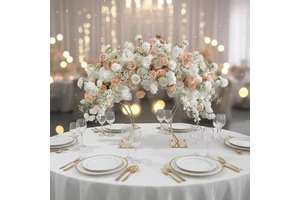 Beautiful Silk Artificial Peach Colors Flower Centerpieces for Wedding Valentine's Day & Thanksgiving Table Decorations
