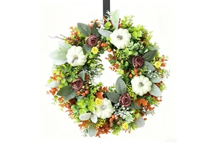 Halloween Harvest Pumpkin Wreath Holiday Atmosphere Home Greenery Door Hanging Decoration