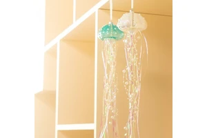 2021 Glass Jellyfish Christmas Ornaments for Christmas tree, Hanging coastal beach beaded nautical sea life Xmas decoration