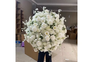 Customized Blue White Silk Artificial Rose Flower Ball Wedding Centerpiece & Table Decoration Flower Arrangements