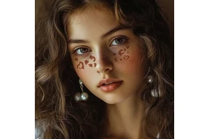FZ Disposable Tattoo Template Festive Atmosphere Fake Temporary Tattoo Stickers Creative Cute Face Stickers Leopard Print