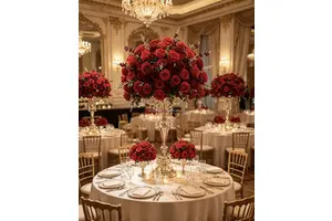 Luxurious Customized Large Arrangement Artificial Wedding Table Decoration Centerpieces Silk Red Rose Artificial Flower Balls