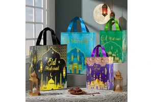 653313 Ramadan gift bag - 4 piecesBlack large + Blue large + Green small + Purple small Bag Party Maker Ramadan Supplies