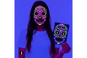 Hot Selling Festival Glow in the Dark Neon Temporary Full Face Tattoo Stickers Halloween UV Party Flash Tattoos