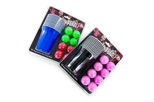BEER PONG PARTY GAME- 12 RED PLASTIC CUPS + 12 BALLS HEN PARTY DRINKING GAME SET