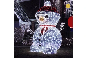 Outdoor 3D Walk Through Illuminated Snowman Light Sculpture Christmas Decoration For Commercial Festival Lawn Light Show