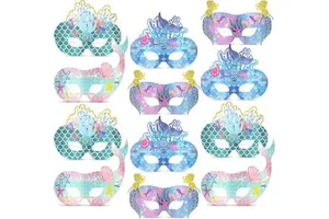 Mermaid Party Favors Paper Mask for Kids Under the Sea Ocean Decorations Kids Cosplay Party Supplies Girls Birthday Favors