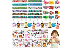48pcs Safari Jungle Themed Birthday Halloween & Easter Party Favors Set with Small Toys for Kids-Creative Gift Goodie Bags