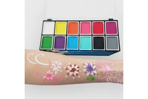 Professional Halloween Party Painting Kit Rainbow Watercolor Split Cake Body Paint Palette Stencils Face Paint-for Costume