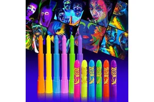 Halloween DIY Festival Set 6 Color UV Glow Face & Body Paint Easy Clean Water-Soluble Holiday Supplies