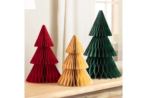 Paper Tree Honeycomb Paper Christmas Festival Tree Hanging Ornaments with Magnets Xmas Home Decorations