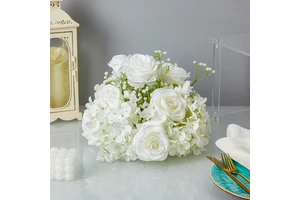 Beautiful White Hydrangea Rose Table Flowers New Wedding Road Lead Flower Ball Church Wedding Decoration Artificial Flowers