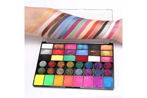 42 Color Matte Glitter UV Neon Body Makeup Pallet Waterproof Water-Based Face Painting Kit for Kids Halloween Parties