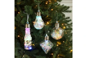 Xmas Clear Plastic Fillable Ball Christmas Ball Ornaments Plastic Ornaments Built in Lights Christmas Tree Decor Hanging Balls