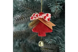 Cute Fuzzy Christmas Tree Ornaments Hanging Plush Pendant Gold Jingle Bell Party Gifts for Christmas Easter Celebrations Custom
