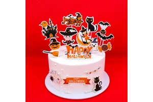 Wholesale 8 Pcs/set Custom Halloween Cake Topper Set Paper Bake Ornament for Party Decoration Cake Decorating Supplies