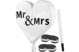 Wedding Engagement Party Game Fun Wedding Heart Pinata with Stick Masks