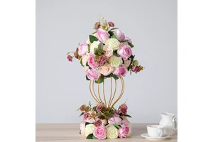 Ceremony Floral Artificial Rose Flower Runner Wedding Party Decoration Pampas Bouquet Table Centerpiece