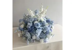 LUYI Artificial Wedding Table Floral Arrangements Decoration Silk White and Blue Rose Wedding Centerpieces Flower Ball for Sale