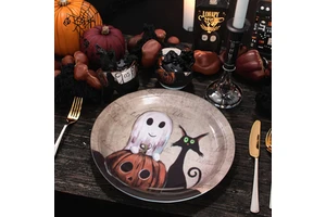 Hot Selling Halloween Paper Plates Creative Modern Ghost Pumpkin Patterns Disposable Decorations for Parties Bulk Supplies