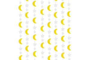 Factory Wholesale Islamic Muslim Moon Star Glitter Paper Garland Ramadan EID Mubarak Party Hanging Decorations Supplies