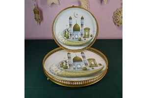 2025 Ramadan Tray Gifts Set Round Household Candy Decorations for Eid Party Decoration Supplies in Box for Events