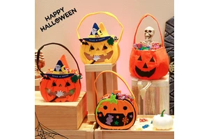 Factory Price New Halloween Ghost Festival Pumpkin Bag Non-Woven Fabric Decorative Props for Candy and Gift Bag Candy Basket