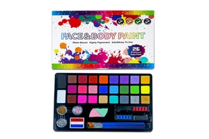 GP Face Painting Kit for Kids 26 Colors Water Based Non-Toxic Paint with Stencils Brushes Professional Body Makeup Kit Halloween