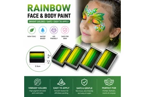 Best Seller Kids DIY Body Art Kit Hot Split Cake Paint Palette Stencil Brushes Rainbow Painting Children Non Toxic