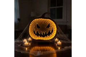20CM Pumpkin Shape LED Infinity Lights Halloween Decorative Mirrors Battery USB Power Supply for Haunted Party Wall Decorations