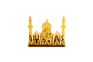 Eid Mubarak Desktop Ornaments Gold Acrylic Gift Ramadan Star and Moon Mioor for Mubarak Decorating Supplies Muslim Decorations
