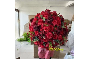Wedding Centerpieces Table Decorations Burgundy Flower Ball 80Cm Large Flower Ball Centerpieces Red Rose Flower Ball