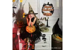 Creative Wooden Halloween Door Sign Cross-Border Pumpkin Ghost Hanging Decoration for Home Holiday Supplies