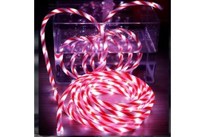 Christmas Tree Decoration Candy Cane Rope Light Plug Powered 8 Modes Holiday LED Strip Light for Outdoor Lighting