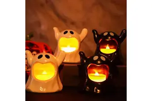 Factory Halloween Ghost Lamp With LED Flameless Candles Decorative Halloween Party Ghosts Horror Atmosphere Props Decoration
