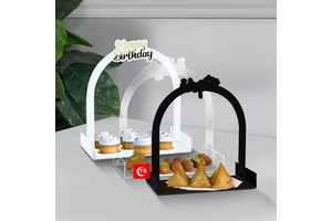 Reusable Acrylic Ramadan Candy Tray Food Container EID Mubarak Supplies for Muslim Festival Party Decoration