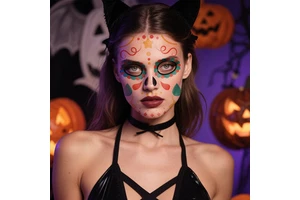 Factory Direct Halloween Scene Tattoo Stickers Waterproof Sweat Dead Day Makeup Ball Funny Makeup Face Tattoo Stickers Decoratio