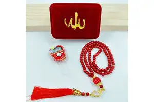 EID Mubarak Ramadan Muslim Tasbih Gift Sets Prayer Rosary With Finger Counter Set Wholesale Arabic Islamic Rosary Set