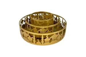 Microstar Islamic Metal Gold Ramadan Serving Food Tray for Eid Mubarak Party Supplies Ramadan Decorations 2024