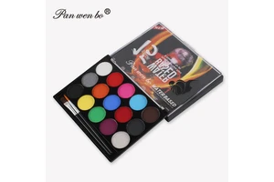 Panwenbo 15 Colors Art Body Painting Supplies Halloween Party Body Makeup Face Body Paint Kit Water Based Face Paint